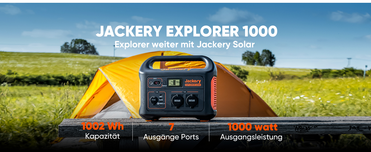 Jackery Explorer 1000: Портативна електростанція 1002Wh з вихідною потужністю 1000W (пікова 2000W), USB та QC, для кемпінгу та подорожей