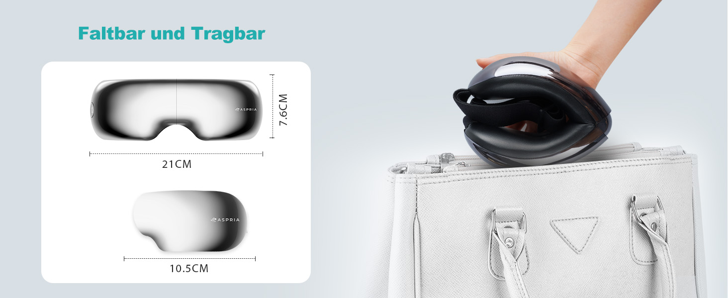 Масажер для очей Aspria® Eyecloud Vision з підігрівом та Bluetooth, видимий дизайн, масаж повітрям, розслаблення очей для втомлених/сухих очей, подарунок для жінок, чоловіків, друзів та сім'ї