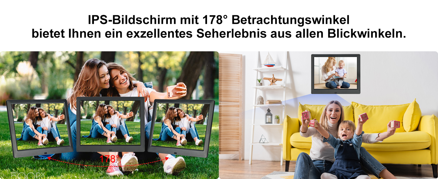 Цифровий фоторамка TSITSC 8.7 дюйма, IPS-екран 1024*768, календар, годинник, музика, фото/відео, USB/SD, з пультом, чорний