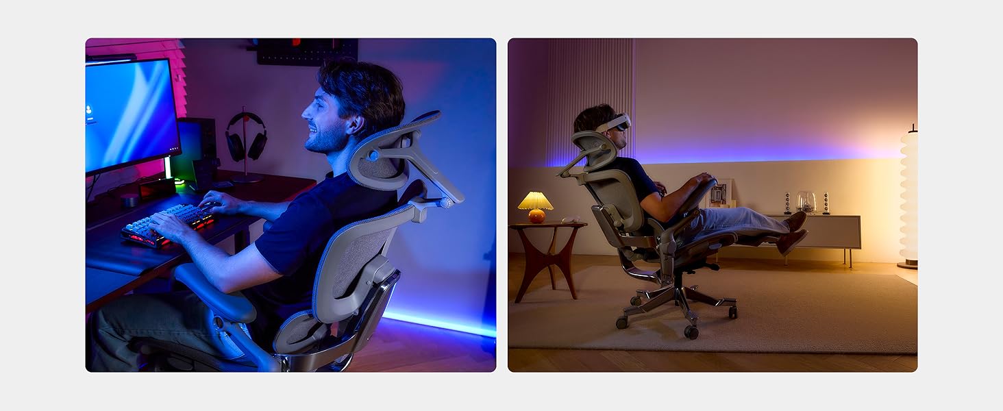 Офісний стіл HINOMI H2 Pro з ергономічною підтримкою попереку, регульованою підголівником та підлокітниками, до 150 кг, дихаюча сітка, поворотний крісло для дому та офісу, сірий