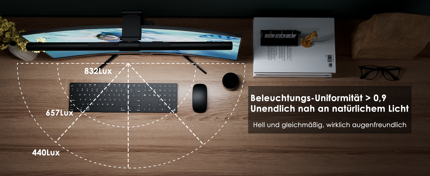 LED лампа для монітора Quntis з дистанційним керуванням та сенсорним управлінням, 40 см, захист від синього світла, USB, автоматичне регулювання яскравості, для ПК, офісу