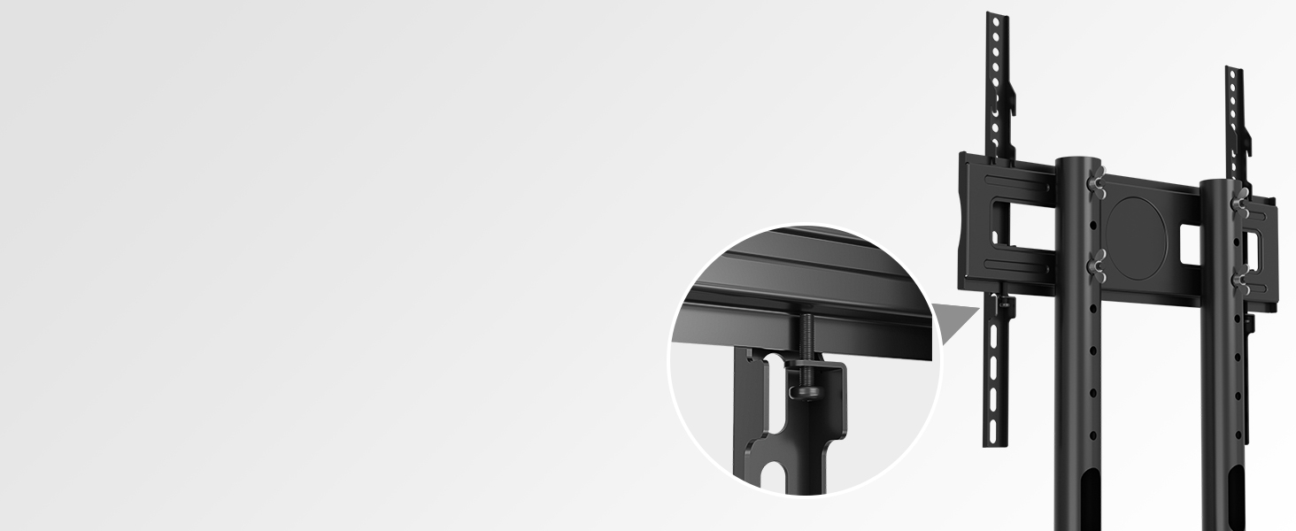 Мобільна підставка для телевізора BONTEC 32-70 дюймів, чорна, з колесами, регульована висота, VESA 400x400, до 50 кг, з кабельним каналом