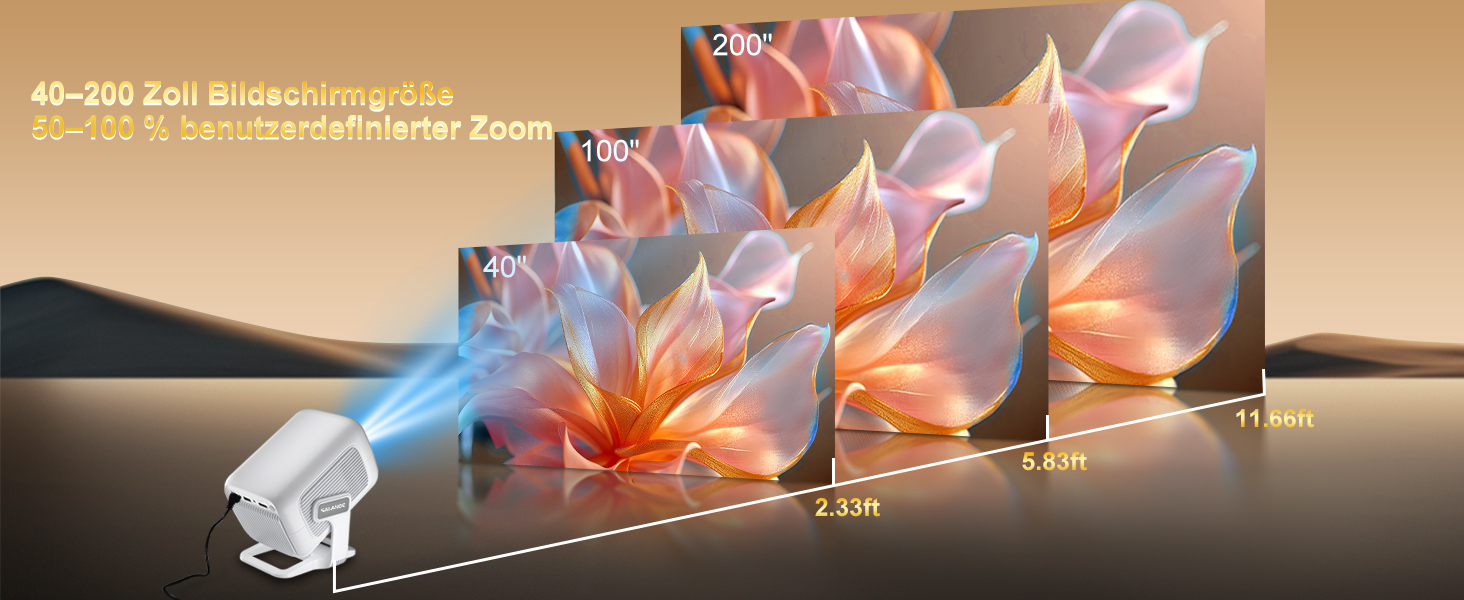 Міні проєктор Salange 4K з Wi-Fi 6, Bluetooth 5.2 та Android 11.0 для дому, смарт-проєктор з обертанням 180°, сумісний з телефоном/Xbox/ноутбуком/TV Stick/USB, білий (Sala260max)