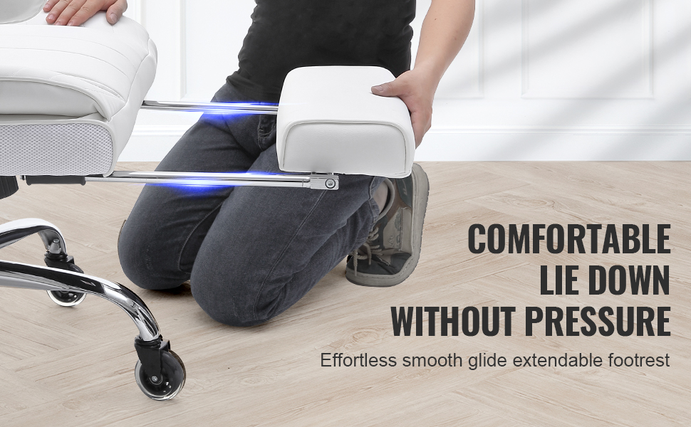 Офісне крісло VEVOR з регульованим нахилом спинки, біле, універсальний розмір