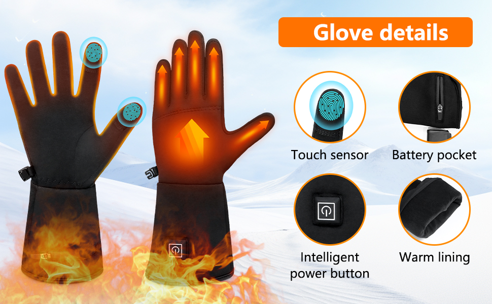Електричні гріючі рукавички для жінок та чоловіків, USB, 3 режими нагріву, сенсорний екран, водонепроникні, чорні (XL/XXL)