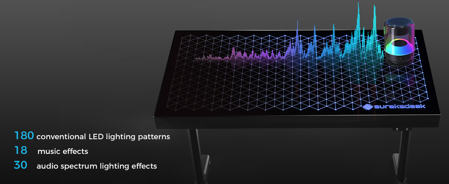Ігровий стіл EUREKA ERGONOMIC RGB 110 см з підсвічуванням, 110 x 60 см