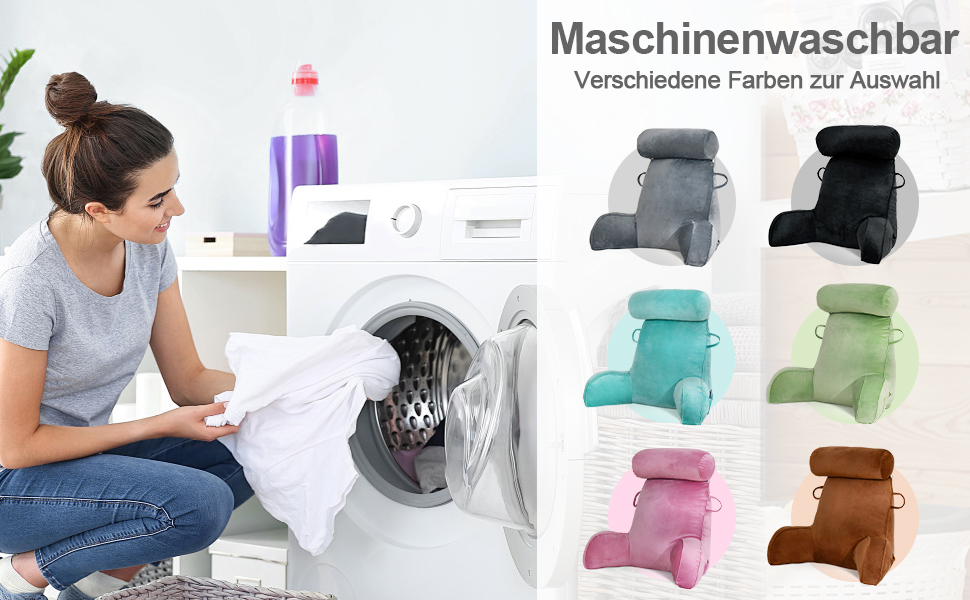 Подушка для читання Mingfuxin для ліжка, дивана, підлоги: знімний валик для шиї та підлокітником для підтримки спини, сіра