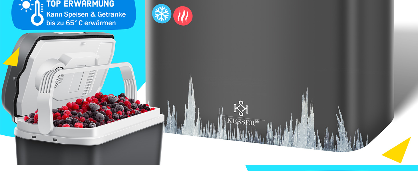 Автомобільний термобокс KESSER 24л: Електричний холодильник/грілка 12/230V для авто, човна, кемпінгу. Режими ECO та MAX, колір антрацит