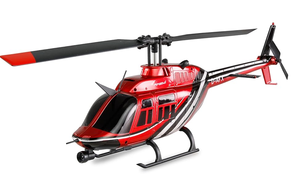 Радіокерований гелікоптер Amewi Bell 206 Jet Ranger CP 6-канальний RTF, масштаб 1:33, червоно-чорний