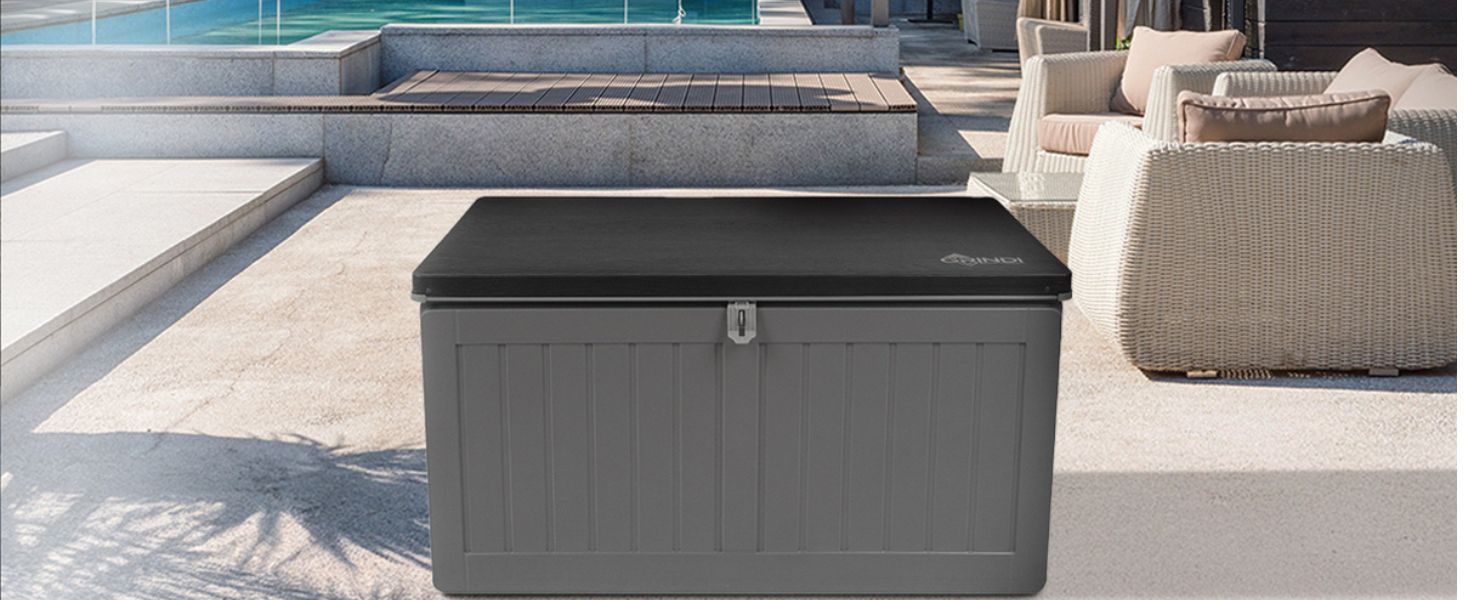 Універсальний садовий ящик-скриня Columba 490 л з кришкою - вуличний шафа, лавка зі зберіганням, контейнер для подушок, садовий будиночок, ящик для інструментів - чорний