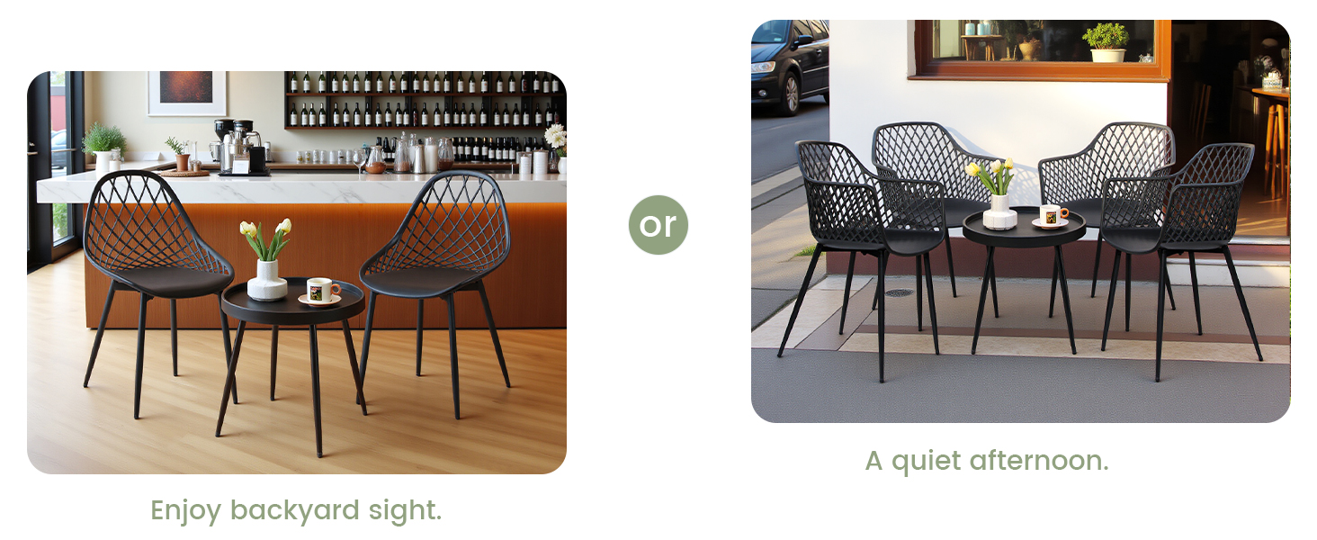 Набір меблів для балкона на 2 особи: стіл та 2 стільці, чорний колір. Регульовані ніжки, підходить для балкона, тераси та саду