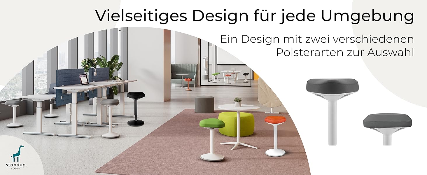 Standup.Today Ерганомічний хокер Ella (білий/зелений) – регульована висота 55-80 см – для офісу та дому – з ефектом гойдання