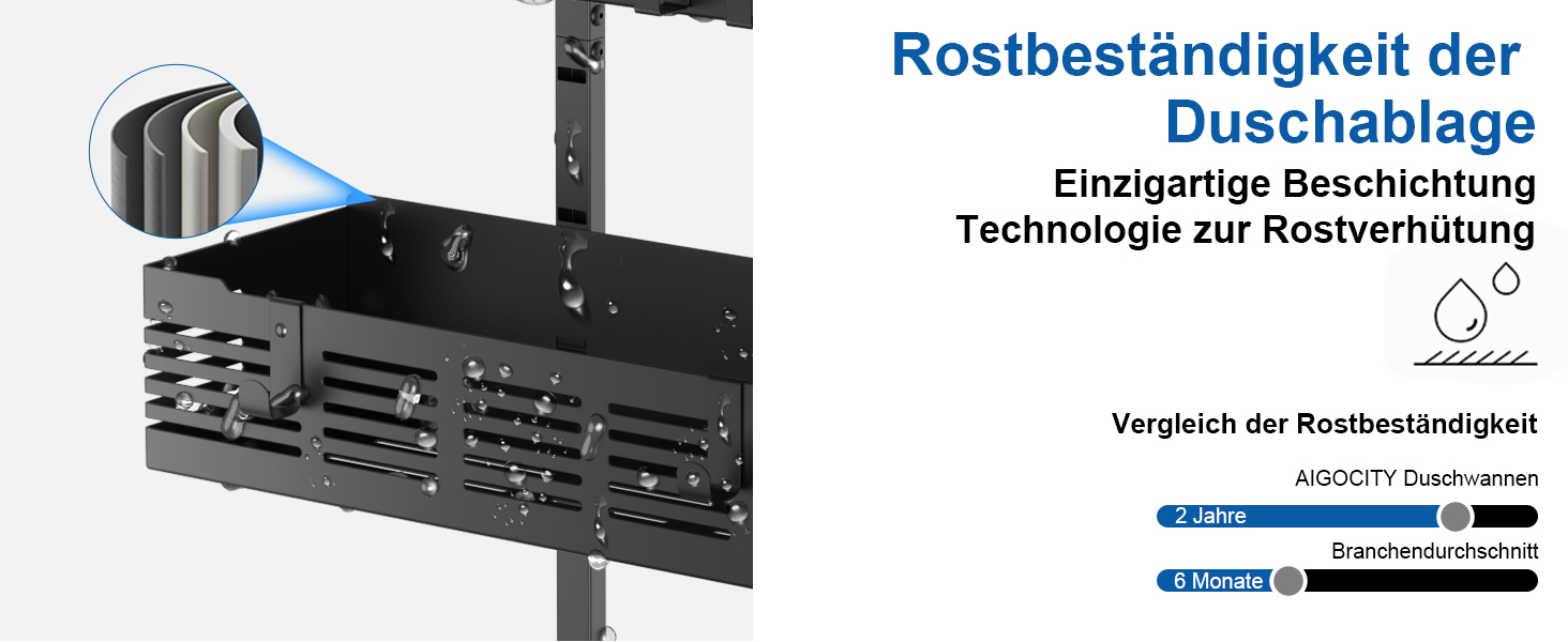 Настінна поличка для душу без свердління, чорна, для скляних душових кабін, регульована висота, 3 гачки для шампуню та гелю для душу