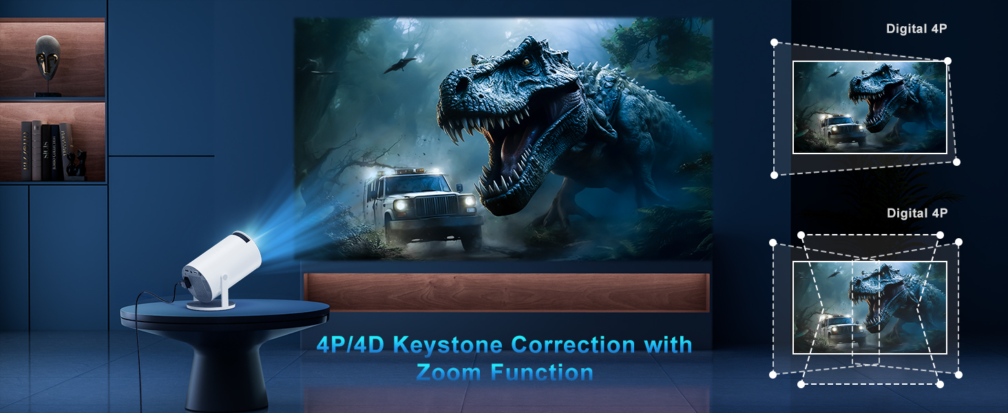 Портативний проєктор Mini Beamer 4K з підтримкою WiFi 6 та Bluetooth 5.4. Підходить для Android 11, HDMI, TV Stick, Laptop. Автоматичне регулювання Keystone, обертання 360°. Модель HY300PRO