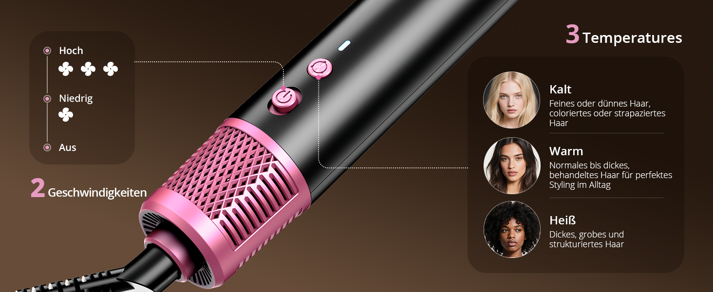 CrazyMar Airstyler 7-в-1: Фен-щітка з іонізацією, автоматичний стайлер для волосся, випрямляч та плойка (чорний)