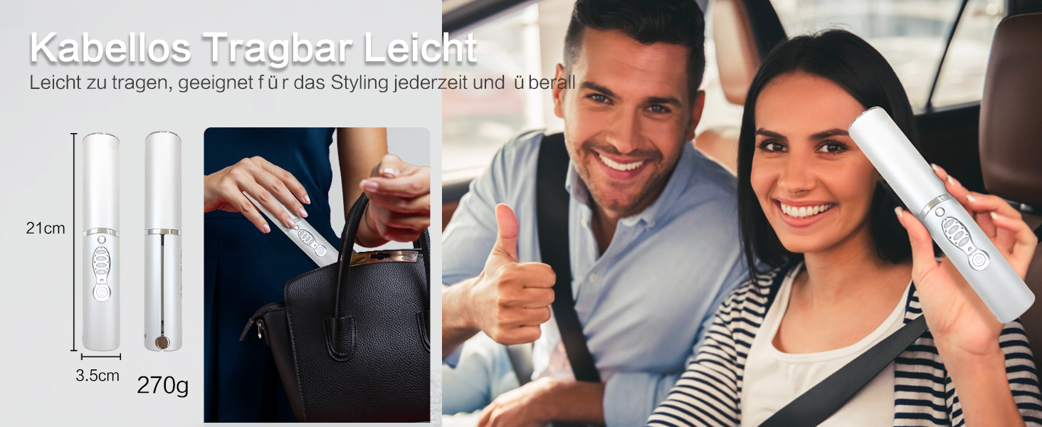 Бездротовий випрямляч для волосся Titan 2-в-1 з акумулятором 5000mAh (випрямляч та плойка) для всіх типів волосся, білий