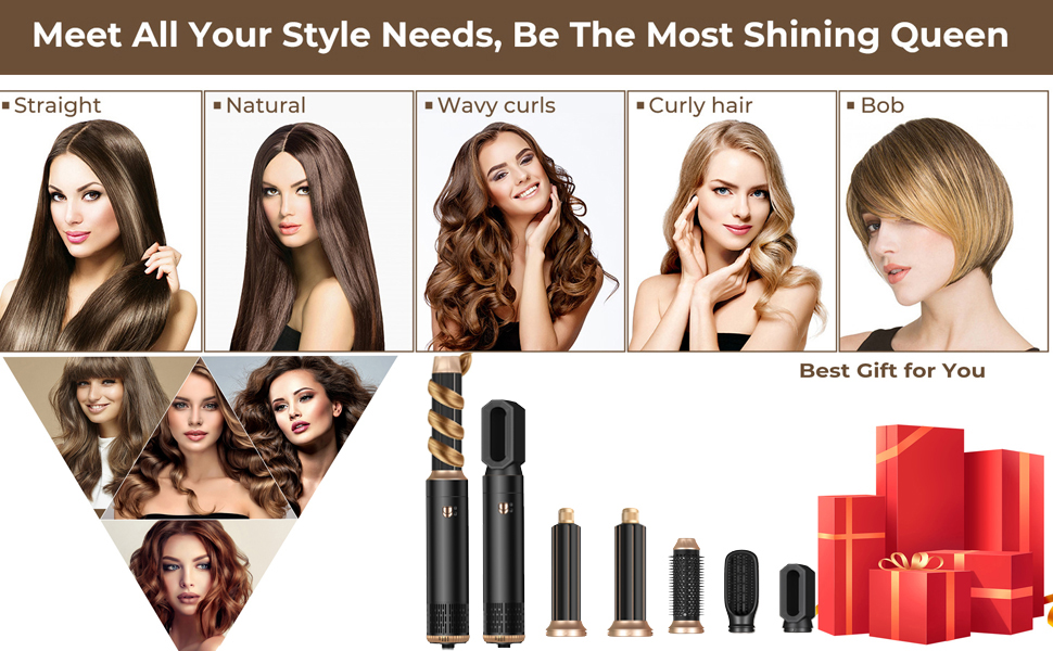 Набір для укладки волосся Hairstyler 5-в-1 з автозавиткою та феном, чорний