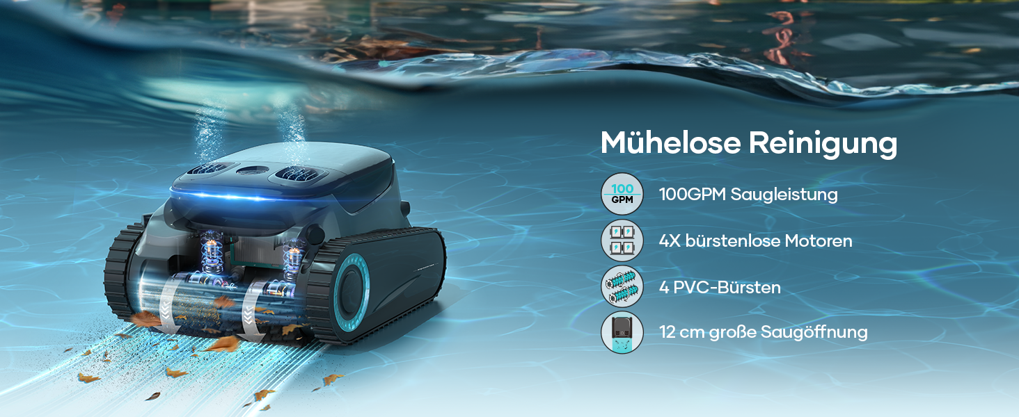 Робот-пилосос для басейну AIPER Scuba S1 Pro: автоматичне очищення дна, стін та водної лінії, розумна навігація, акумулятор до 180 хвилин, для басейнів до 200 м²