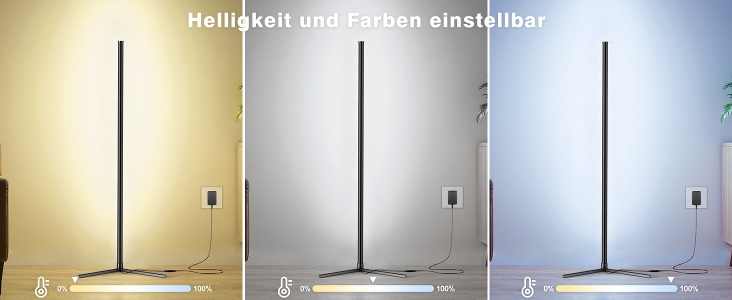 LED Торшер у вітальню RGB з димером, пультом та керуванням через додаток. Кутова LED лампа з 16 млн кольорів, 68+ режимів, музичний режим для спальні та геймінгу