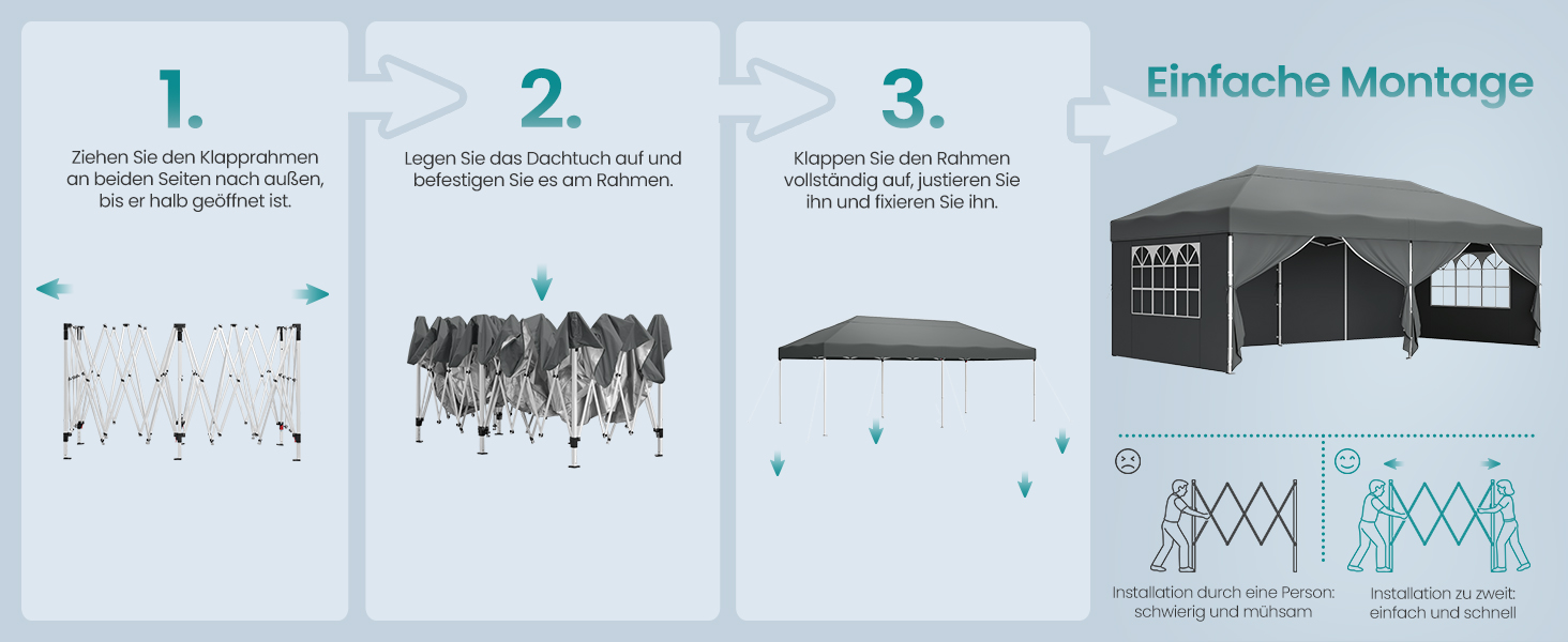 Павільйон SONGMICS 3x3 м, садовий, для відпочинку та заходів, сірий, з 6 боковинами