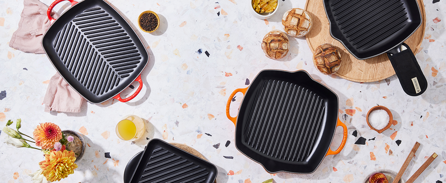 Гриль-пательня Le Creuset Signature прямокутна, чавун, 30 см, Kirschrot (вишневий)