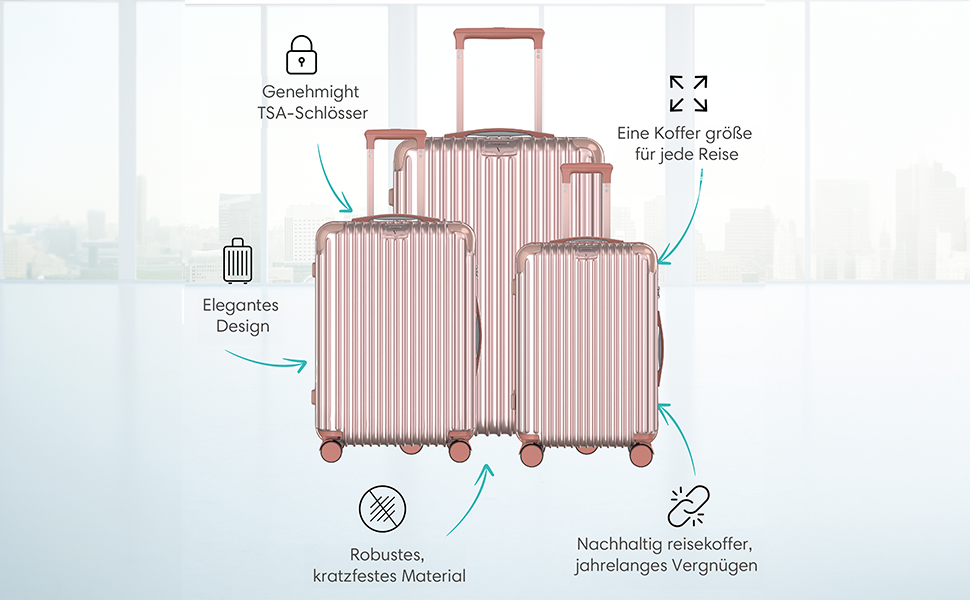 Набір валіз Voyagoux 2 шт. (40L + 116L) з ABS, TSA-замком, 4 колеса, рожеве золото