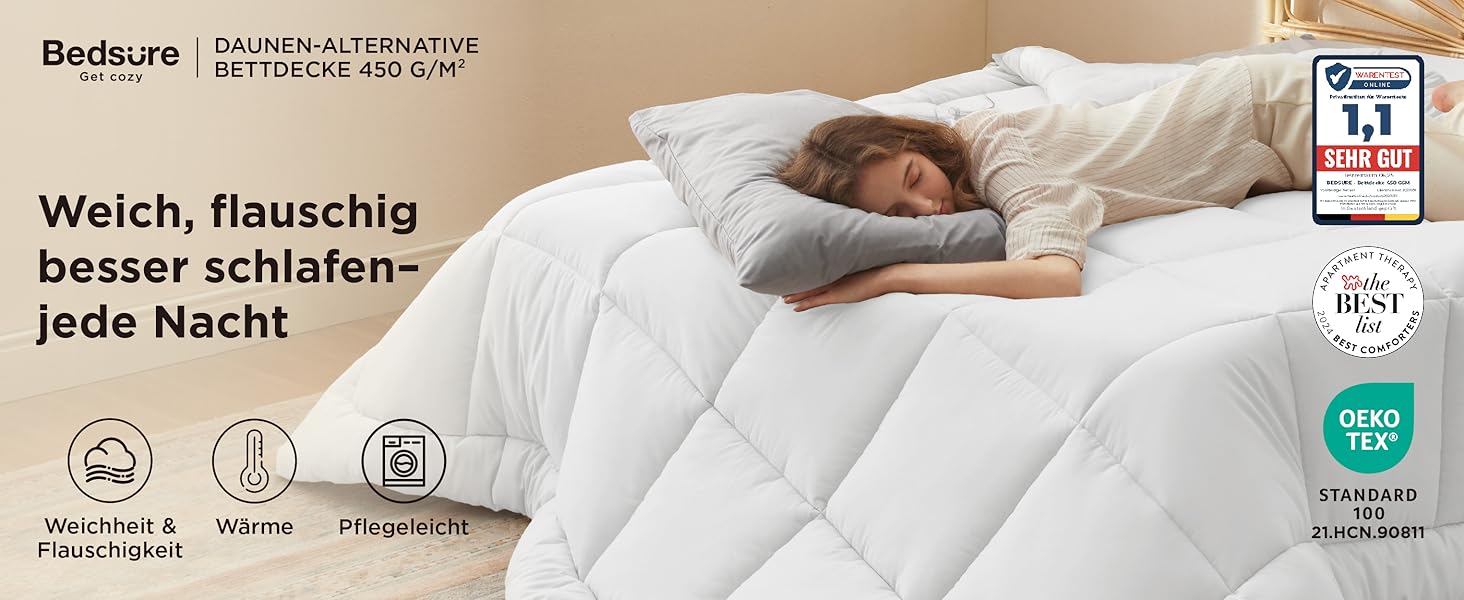 Біла зимова ковдра BEDSURE 220x240 см - тепла та товста ковдра для зими, 450gsm