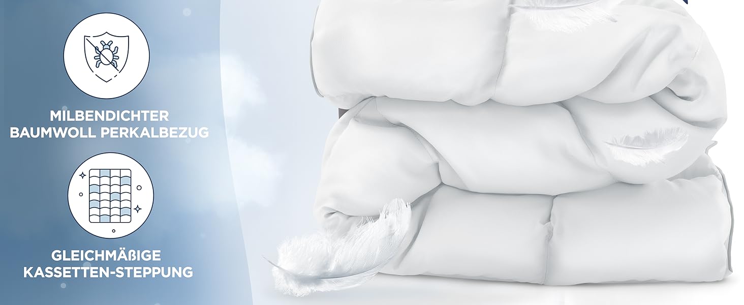 Плед з пуху та пера 135x200 см - сертифікована Oeko-Tex ковдра з м'якого пуху та пера - ковдра з пуху - сертифікована RDS літня та зимова ковдра - Duvet - ковдра на всі сезони 135 x 200 см