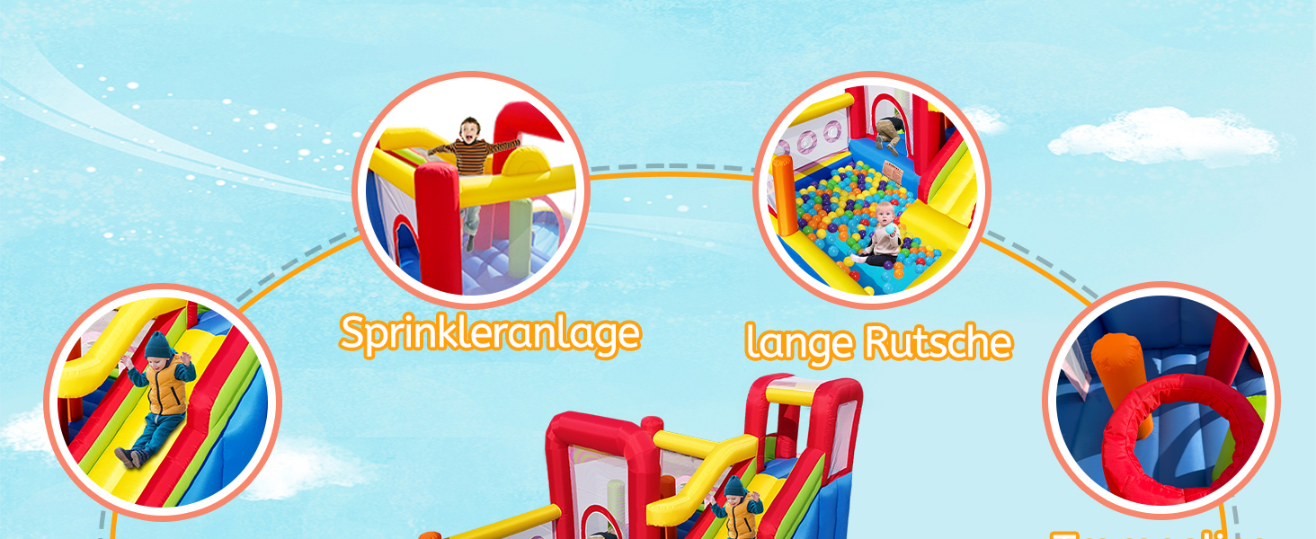 Надувний замок для дітей з насосом, міцний матеріал, для 3-4 дітей, 315x245x194 см (HSH2)