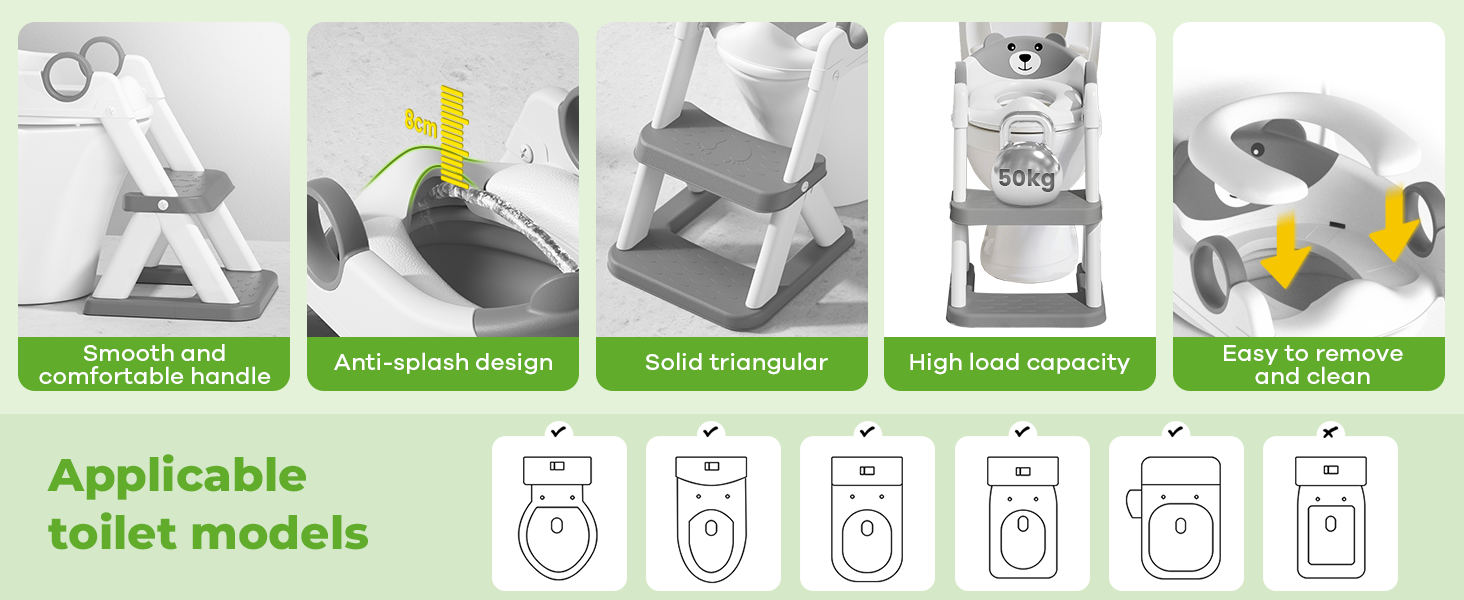 Дитячий унітаз-сходинка з сидінням 2-в-1 для хлопчиків та дівчаток, сірий. Безпечний та зручний унітаз для малюків