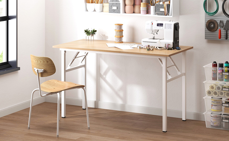 Розкладний письмовий стіл Sogesfurniture 100x60 см / 120x60 см для комп'ютера та офісу, дуб світлий / білий