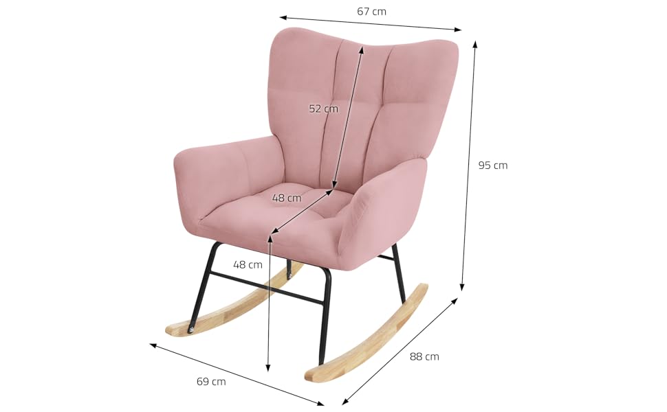 Крісло-гойдалка ML-Design рожевого кольору з оббивкою під фліс, дерев'яні полози, для вітальні, спальні, балкона