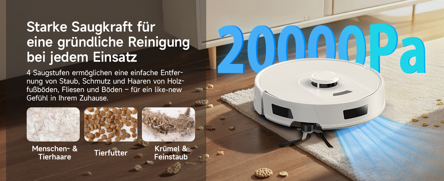 Робот-пилосос Redkey R11 з функцією миття, 20000Pa, док-станція 4L, захист від намотування волосся, LiDAR навігація, керування через додаток, для килимів та шерсті тварин