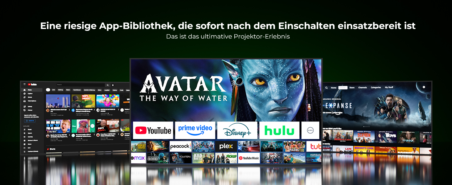 Проектор Beamer 4K з Wi-Fi 6 та Bluetooth, 28000 Люмен, електричний фокус, підтримка Netflix, 10000+ Apps, для дому та на вулицю