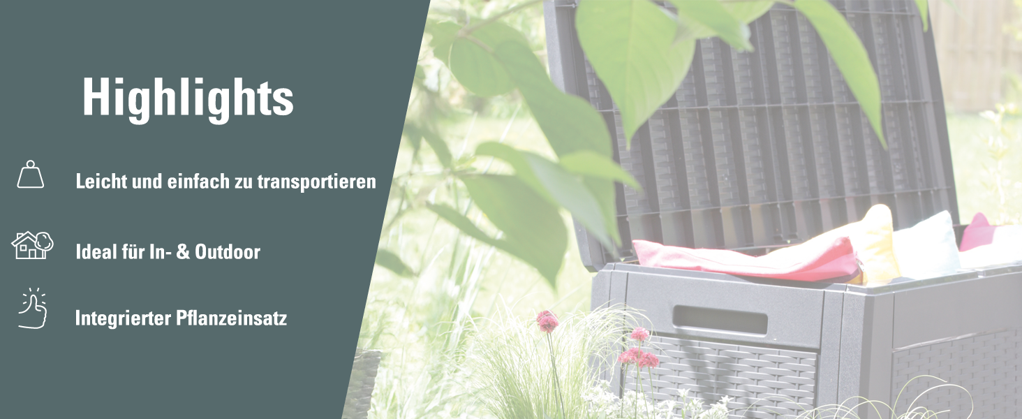 Квадратний горщик для квітів Prosperplast Rato, антрацит, 64 л, 39x39x40,5 см