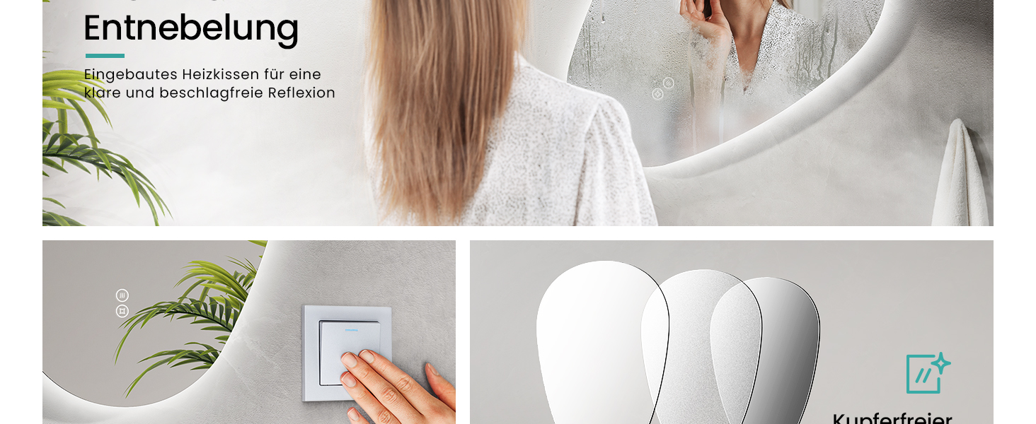 Дзеркало для ванної кімнати EMKE з підсвічуванням 80x60 см, з полицею, антизапар, регульоване холодне біле світло 6500K, сенсорне управління, функція пам'яті, асиметричне дзеркало для ванної кімнати (70L x 50B см)