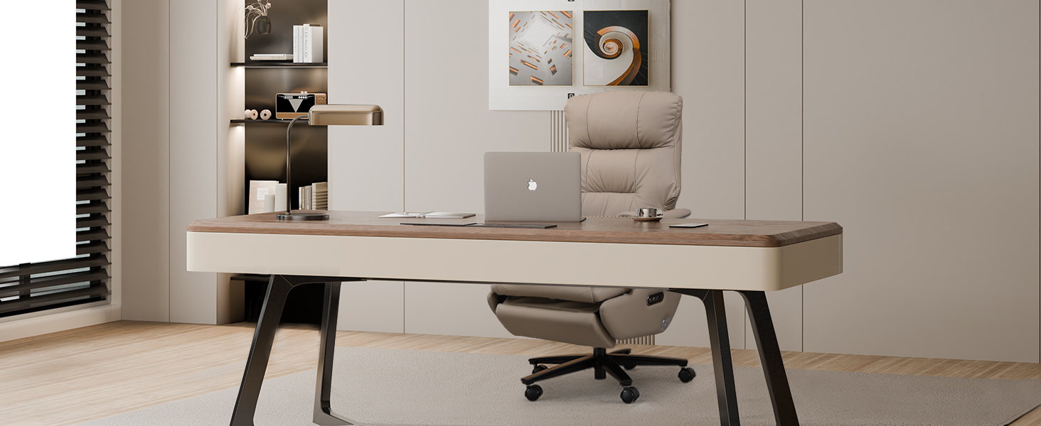 Крісло для офісу EMIAH з масажем, ергономічне електричне крісло з підніжкою, велике крісло для комп'ютера, крісло Zero Gravity, крісло-реклайнер для дому (Хакі), еко-шкіра