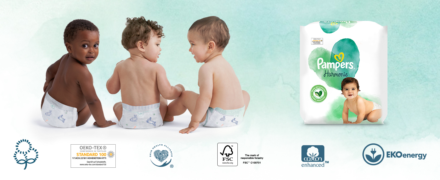 Підгузки Pampers Harmonie розмір 2 (4-8 кг), гіпоалергічні з рослинними компонентами, 240 шт.