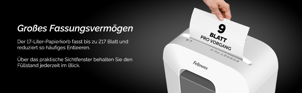 Шредер Fellowes FS-9C для офісу та дому, знищення 9 листів, перехресне подрібнення P4, захист даних, білий