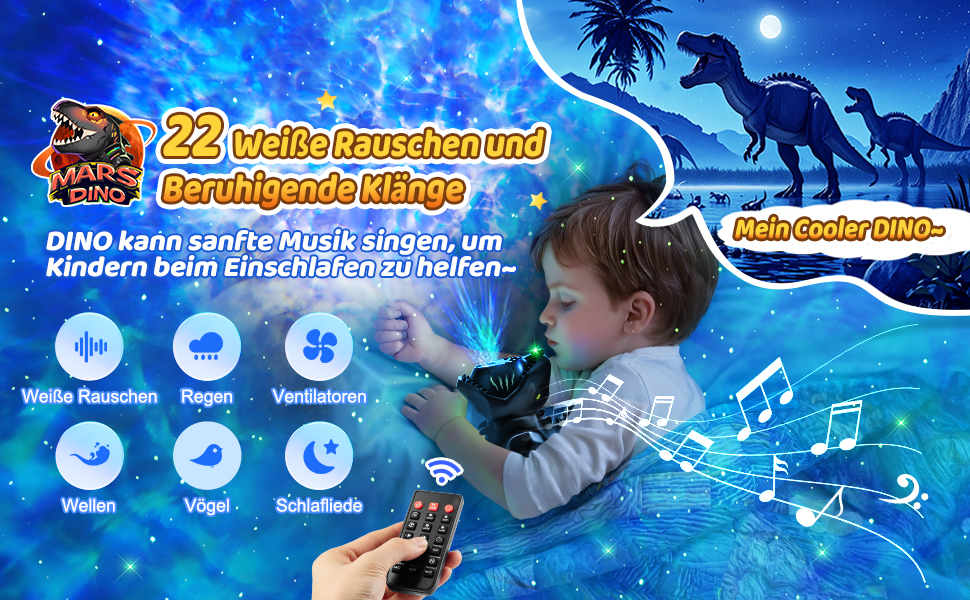 Проєктор зоряного неба Динозавр One Fire з Bluetooth, 144 режими, нічник для дітей з пультом, новорічний декор