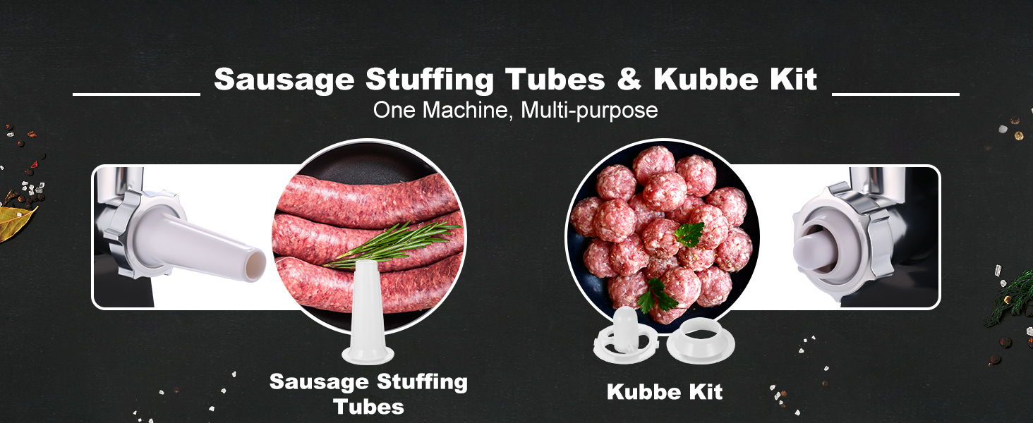 Електрична м'ясорубка COOCHEER 2000W з нержавіючої сталі 3-в-1, з набором для ковбас та кіббе