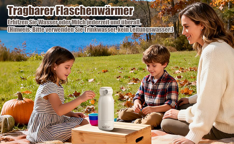 Портативний підігрівач для пляшечок Baby, 500 мл, для материнського молока та води, підігріває, підтримує тепло та стерилізує, швидкий нагрів за 3 хвилини, акумулятор 10400 mAh для тривалої роботи