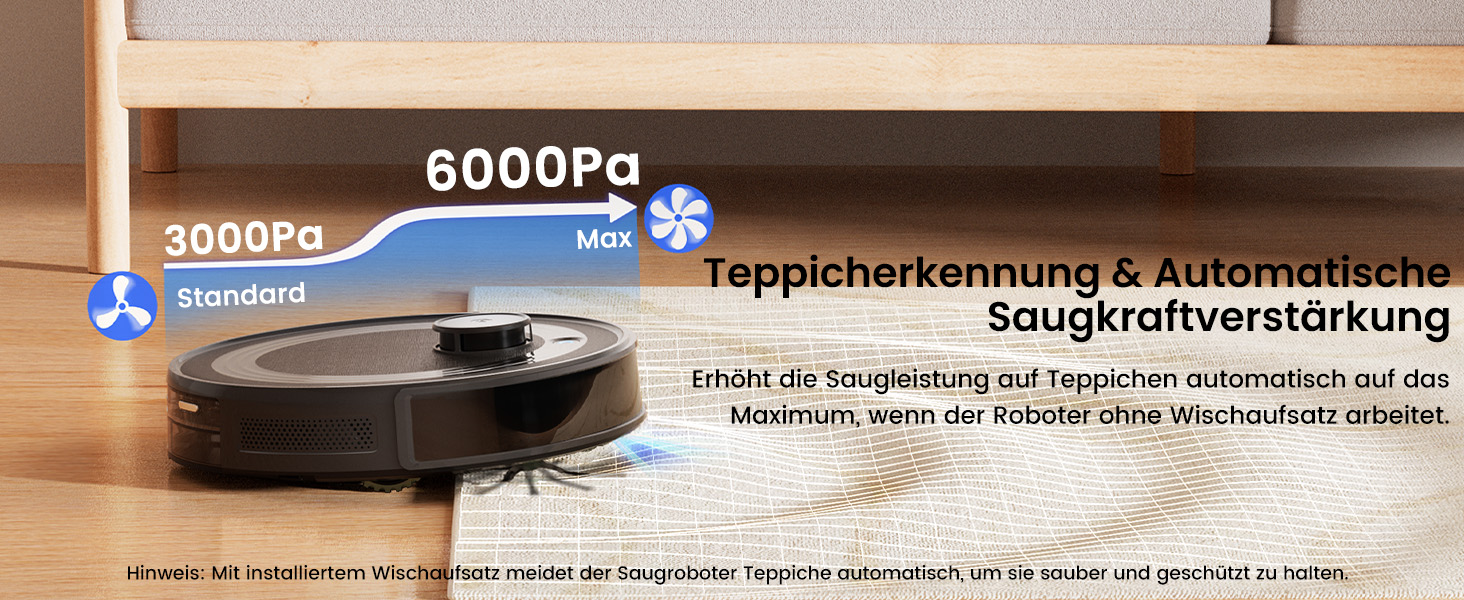 Робот-пилосос LEFANT M2 Plus з картографією, лазерною навігацією, 6000Pa, WiFi/App/Alexa, чорний