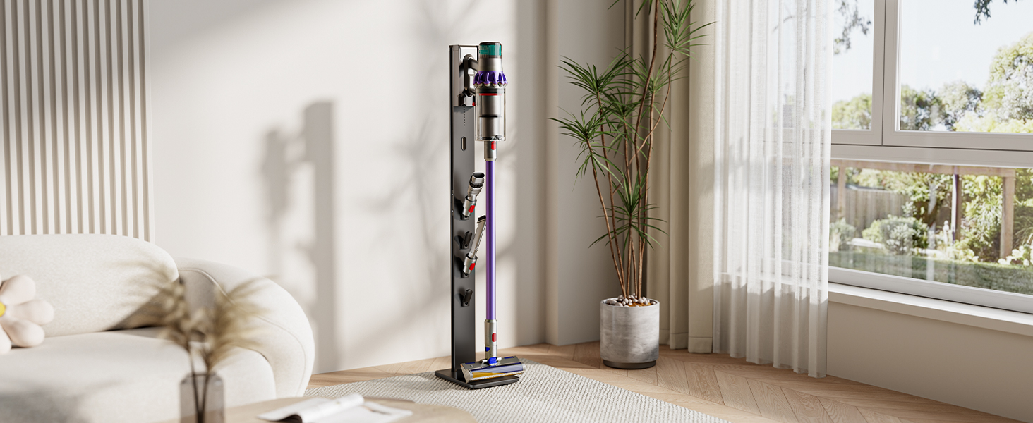 Підставка для акумуляторного пилососа Dyson з 4 гаками та 4 полицями, сумісна з Dyson Gen5, V15, V12, V11, V10, V8, V7, V6 – без свердління, для зберігання пилососа та аксесуарів