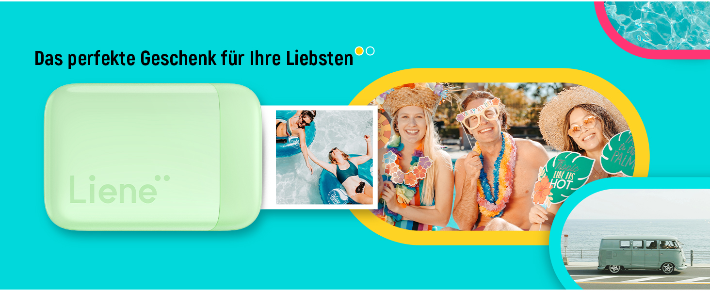 Портативний фотодрук Liene Pearl K100: друк зі смартфона, 50 шт. Zink-паперу, Bluetooth 5.0, сумісний з iOS/Android, для iPhone (зелений)