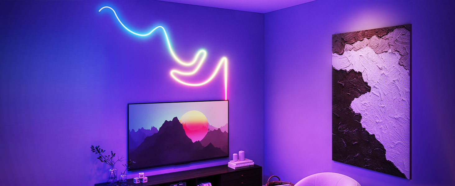 Гнучка неонова LED-стрічка Govee Neon Rope Light 2 RGBIC, 5м, біла, для DIY дизайну та інтер'єру