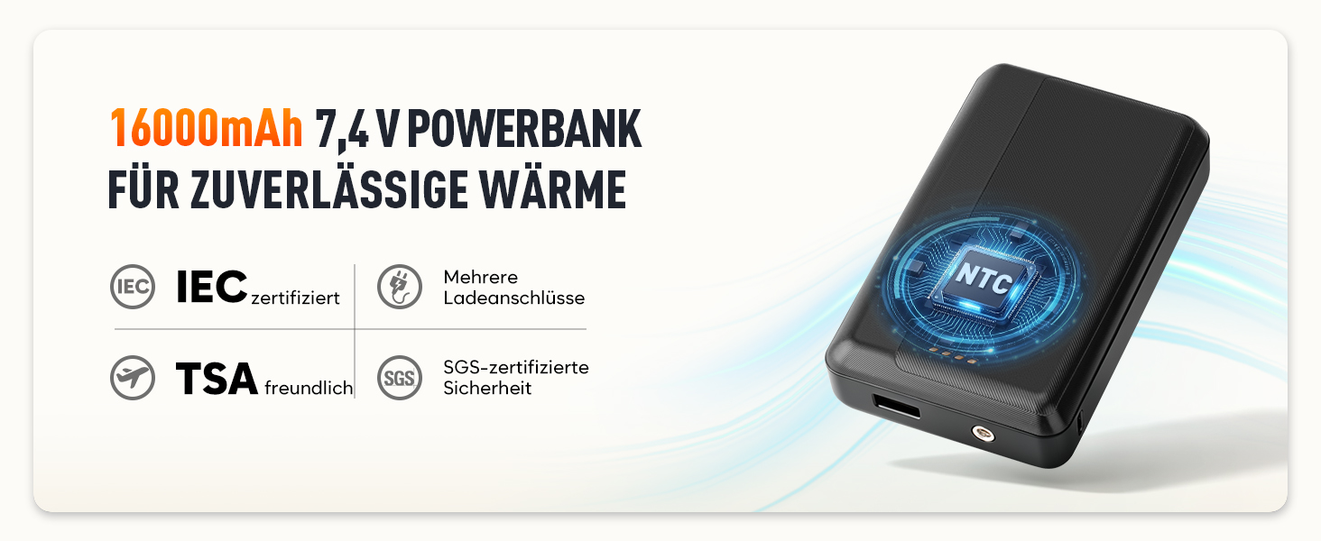 Зігріваюча флісова жилетка чоловіча з Powerbank 16000mAh 7,4V, чорна, розмір L