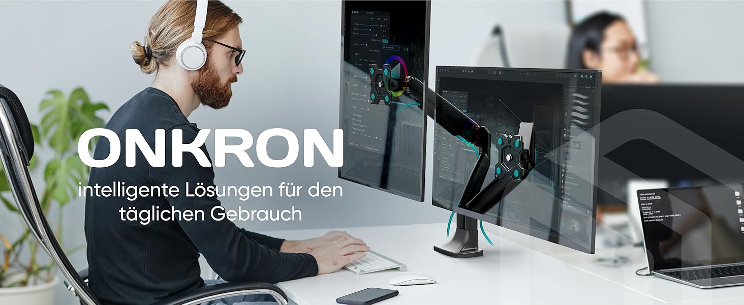 Кріплення для монітора ONKRON G200-W (2 монітори), 13-32 дюйми, до 9 кг, газ-амортизатор, VESA 75x75-100x100, білий
