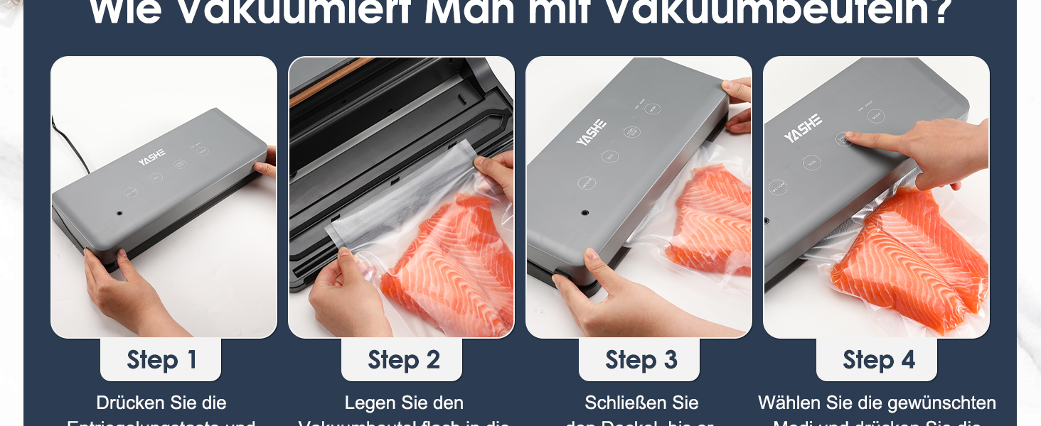 Вакууматор YASHE 5-в-1 з режимами для сухих та вологих продуктів, ширина шва 30 см, для Sous-Vide та консервації м'яса, риби, овочів та фруктів