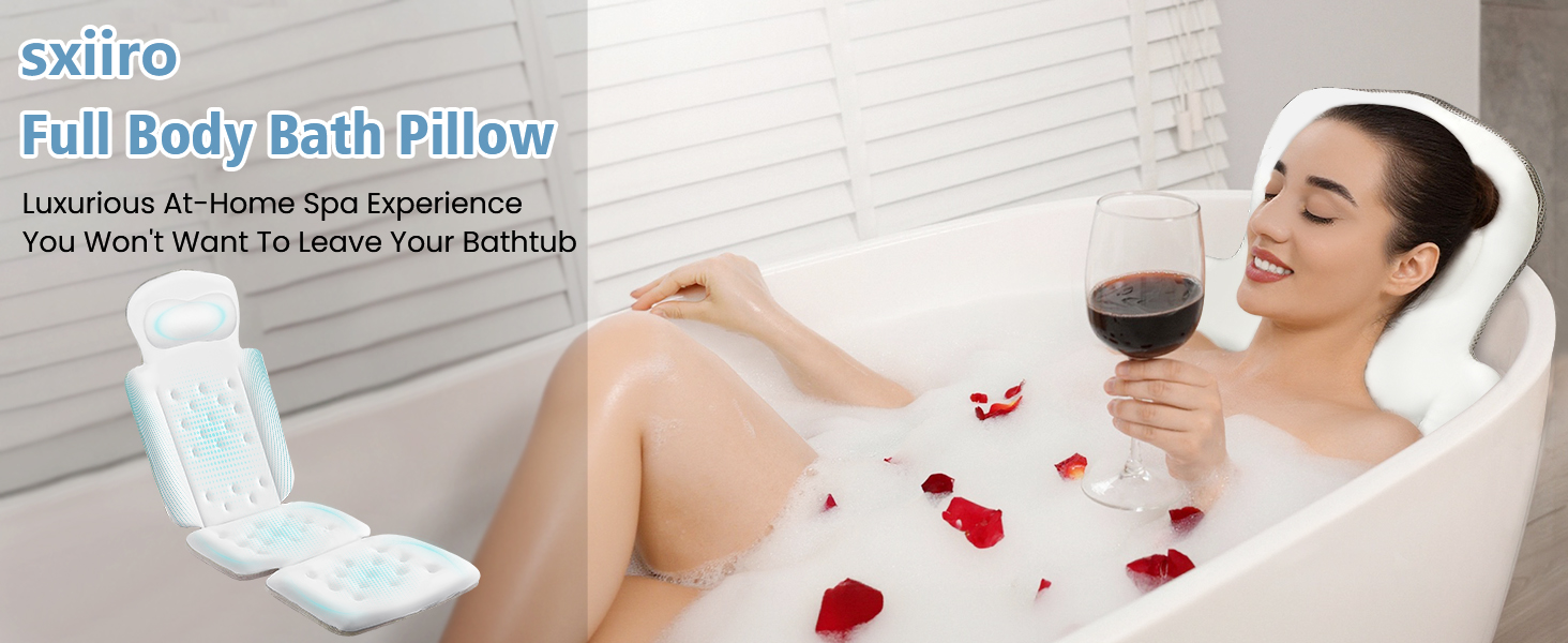 Подушка для ванни повного розміру, товста подушка для ванни з мішком для білизни, розкішна подушка для ванни для підтримки голови, шиї та плечей, для релаксації та спа (білий, 129,5 x 40,6 см)